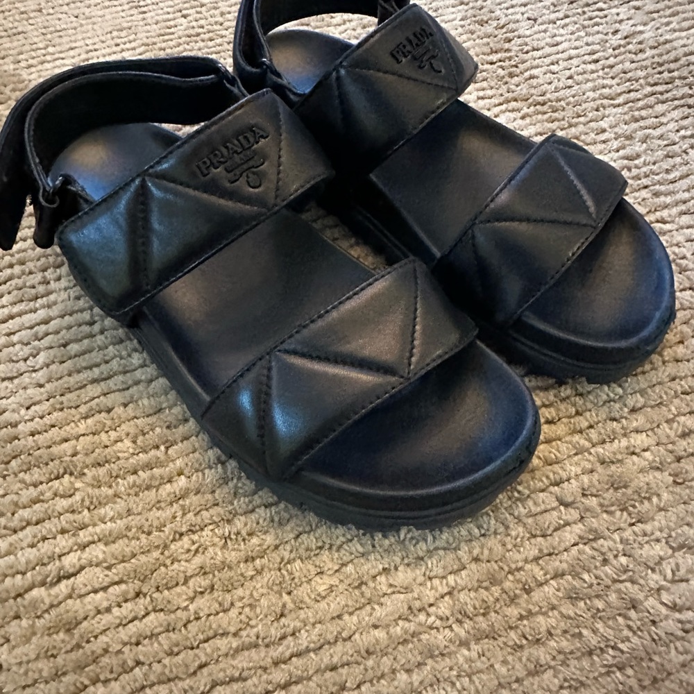 Prada Padded Quilted Leather Sport Black Sandals | Size 39 - Picture 3 of 15